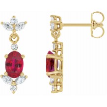 14K Yellow Ruby &  1/3 CTW Diamond Earrings