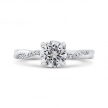 Shah Luxury 14K White Gold Round Diamond Engagement Ring with Criss-Cross Shank (Semi-Mount)