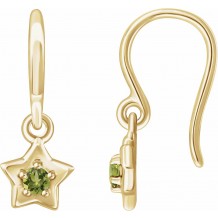 14K Yellow 3 mm Round August Youth Star Birthstone Earrings