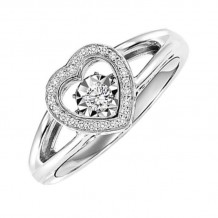 Gems One Silver (SLV 995) Diamond Rhythm Of Love Fashion Ring  - 1/8 ctw