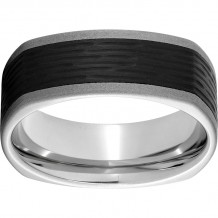 Serinium Square Band with Bark 2 Black CeramicInlay and Sandblast Finish