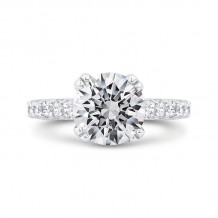 Shah Luxury Round Cut Diamond Engagement Ring In 14K White Gold (With Center)
