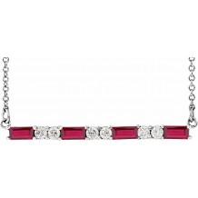 14K White Ruby & 1/5 CTW Diamond Bar 16-18 Necklace