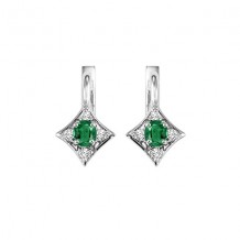 Gems One 14Kt White Gold Diamond (1/12Ctw) & Emerald (1/4 Ctw) Earring