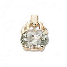 14K Yellow Gold Oval Praseolite Pendant