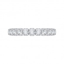 Shah Luxury 14K White Gold Round Diamond Euro Shank Wedding Band