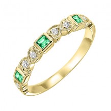 Gems One 10Kt Yellow Gold Diamond (1/10Ctw) & Emerald (1/10 Ctw) Ring