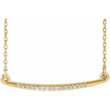 14K Yellow .05 CTW Diamond Curved Bar 16-18 Necklace