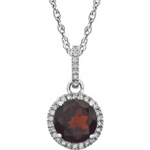 14K White Mozambique Garnet & 1/10 CTW Diamond 18 Necklace