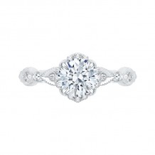 Shah Luxury Round Diamond Engagement Ring In 14K White Gold (Semi-Mount)