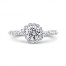 Shah Luxury Round Cut Diamond 1/2 Run Floral Engagement Ring In 14K White Gold (Semi-Mount)