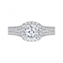 Shah Luxury 14K White Gold Cushion Cut Diamond Halo Engagement Ring (Semi-Mount)