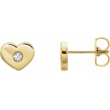 14K Yellow .06 CTW Diamond Heart Earrings