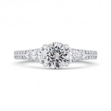 Shah Luxury 14K White Gold Round Diamond Three-Stone Plus Engagement Ring with Euro Shank (Semi-Mount)