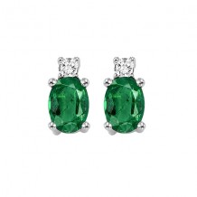 Gems One 14Kt White Gold Diamond (1/20Ctw) & Emerald (3/8 Ctw) Earring