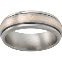 Titanium Rounded Edge Band with a 2mm 14K Yellow Gold Inlay