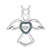 Gems One Silver Diamond (1/10Ctw) & Sapphire Pendant