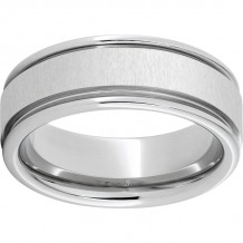 Serinium Rounded Edge Band with Cross Satin Finish