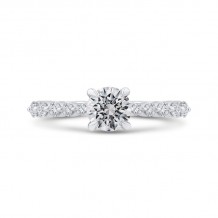 Shah Luxury 14K White Gold Round Cut Diamond 1/2 Run Engagement Ring (Semi-Mount)