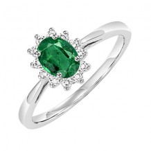 Gems One 14Kt White Gold Diamond (1/5Ctw) & Emerald (3/8 Ctw) Ring