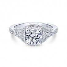 Gabriel & Co. 14k White Gold Victorian Halo Engagement Ring