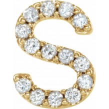 14K Yellow .05 CTW Diamond Single Initial S Earring