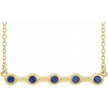14K Yellow Blue Sapphire Bezel-Set Bar 18 Necklace