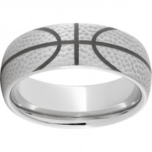 Serinium Domed Band with Basketball Laser Engraving