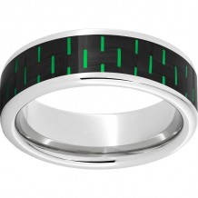 Serinium Pipe Cut Band with Black and Green Carbon Fiber Inlay