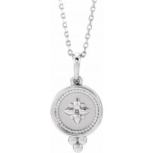 14K White Beaded Disc 16-18 Necklace