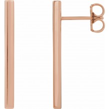 14K Rose 24x2 mm Bar Earrings