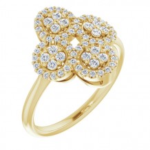 14K Yellow 1/2 CTW Diamond Clover Ring