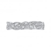 Shah Luxury 14K White Gold Diamond Leaf Design Wedding Band