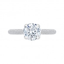 Shah Luxury Round Diamond Cathedral Style Engagement Ring In 14K White Gold (Semi-Mount)