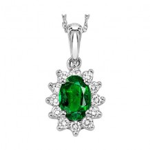 Gems One 14Kt White Gold Diamond (1/5Ctw) & Emerald (3/8 Ctw) Pendant