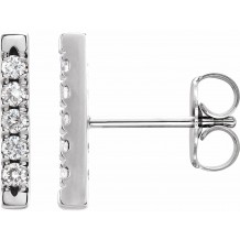 Platinum 1/8 CTW Diamond French-Set Bar Earrings