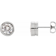 14K White 6.5 mm Round Forever Oneu2122 Moissanite Earrings