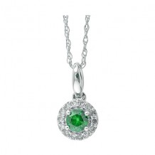 Gems One 10Kt White Gold Diamond (1/12Ctw) & Emerald (1/5 Ctw) Pendant