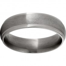 Titanium Domed Grooved Edge Band with Stone Finish