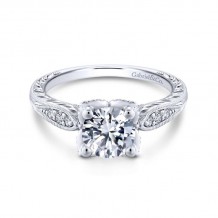 Gabriel & Co. 14k White Gold Victorian Straight Engagement Ring