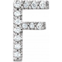 14K White .05 CTW Diamond Single Initial F Earring