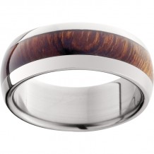 Titanium Domed Band with Exotic Desert Iron Wood Inlay