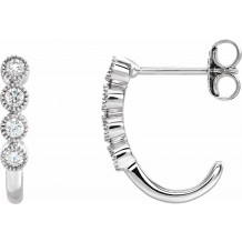 14K White 1/4 CTW Diamond J-Hoop Earrings