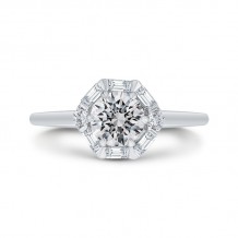 Shah Luxury 18K White Gold Round Diamond Halo Engagement Ring (Semi-Mount)