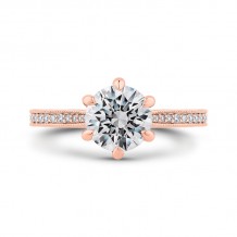 Shah Luxury 14K Rose Gold Round Diamond Engagement Ring (Semi-Mount)