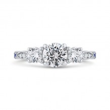 Shah Luxury 14K White Gold Round Cut Diamond Engagement Ring (Semi-Mount)