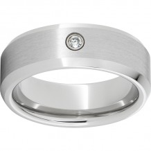 Serinium Beveled Edge Band with One .06 Round Brilliant Diamond and Satin Finish