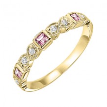 Gems One 14Kt Yellow Gold Diamond (1/12 Ctw) & Pink Tourmaline (1/6 Ctw) Ring