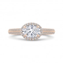 Shah Luxury 14K Rose Gold Oval Diamond Halo Engagement Ring with Euro Shank (Semi-Mount)