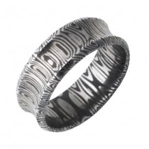Jewelry Innovations Damascus Stainless Steel Concave Band